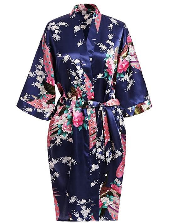 Wedding Bride or  Bridesmaid Robe Floral Bathrobe Short Kimono 2 Nique's Creation