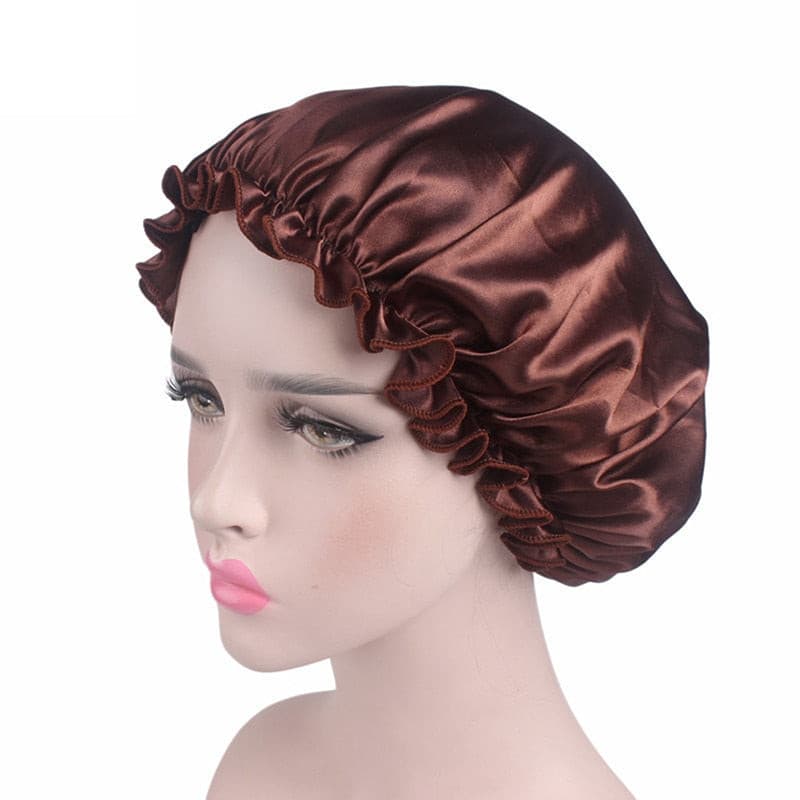 Newly Fashion Women Satin Night Sleep Cap Hair Bonnet Hat Silk Head Cover Wide Elastic Band Hair Care For Women Men Unisex 1pcs 2 Nique's Creation