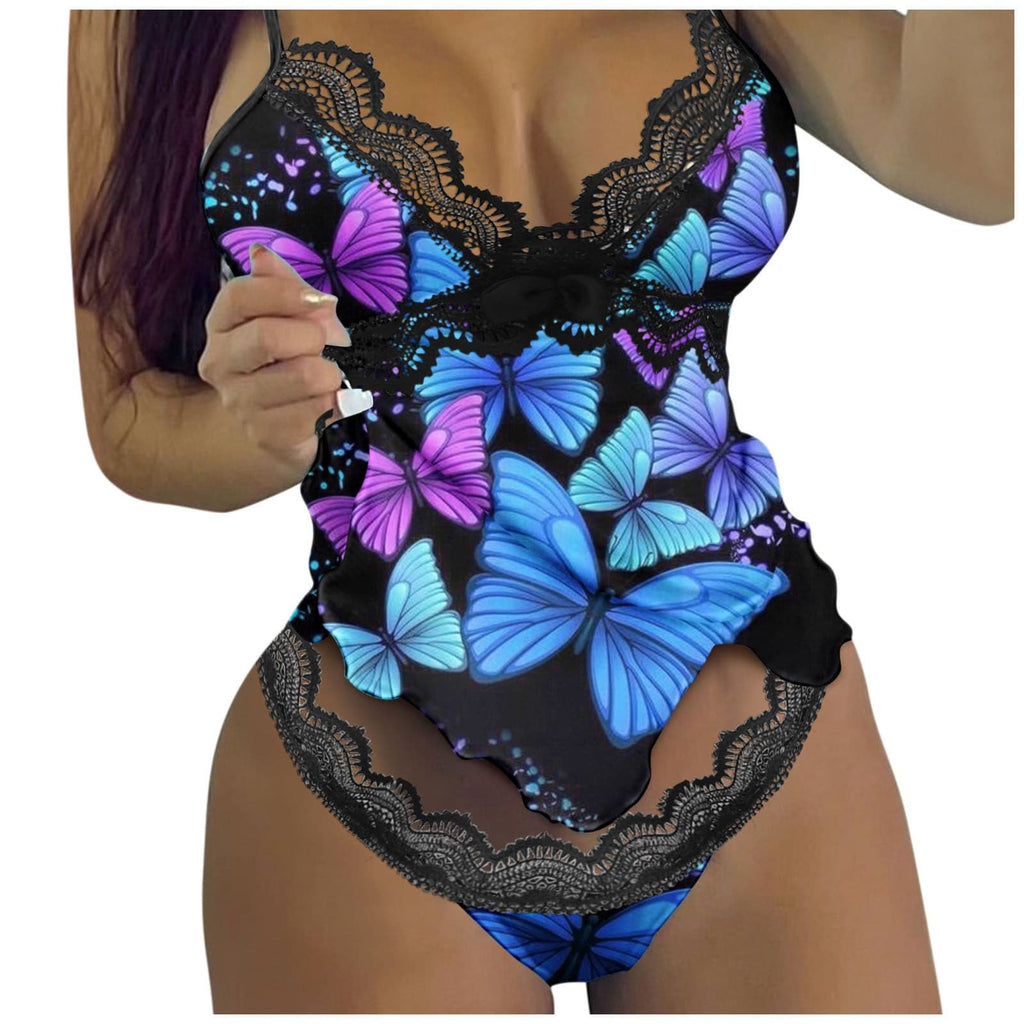 Butterfly Sky Printed Bodysuit T-back Sets for Women 2 Nique's Creation