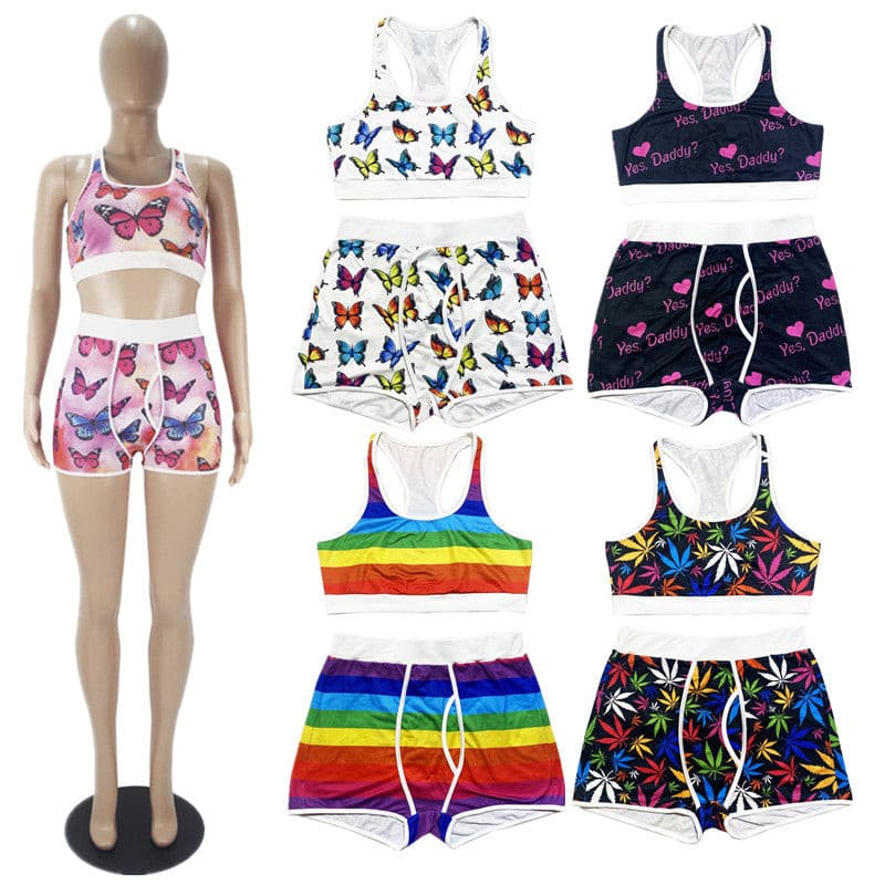 Women's jersey two piece tank top and shorts yoga sets fashion 2 Nique's Creation