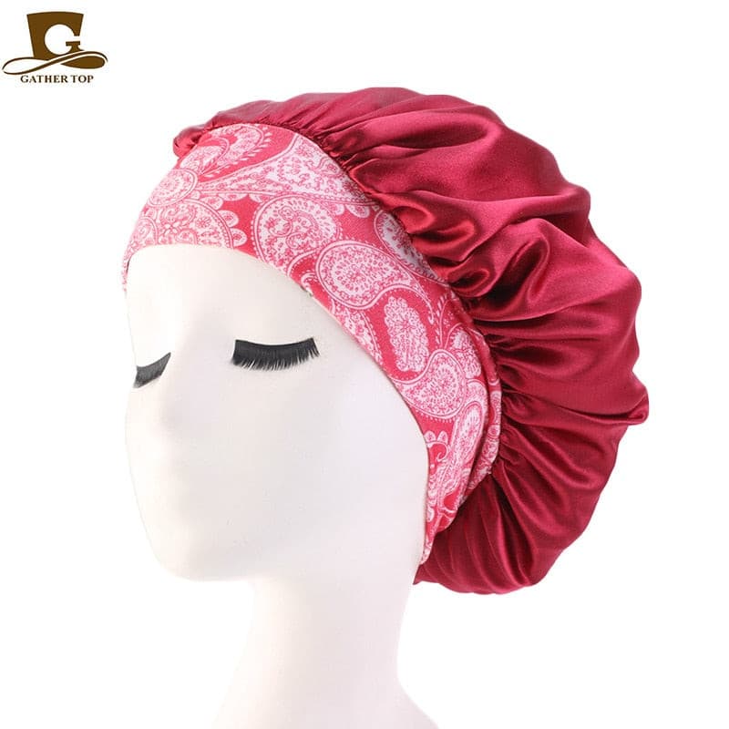 new fashion Luxury Wide Band Satin Bonnet Cap comfortable night sleep hat hair loss cap women hat cap turbante 2 Nique's Creation