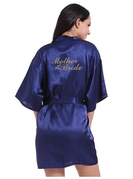 navy blue robe gold writing kimono bridal party robe bridesmaid sister mother of the groom bride robes wedding best gift 2 Nique's Creation