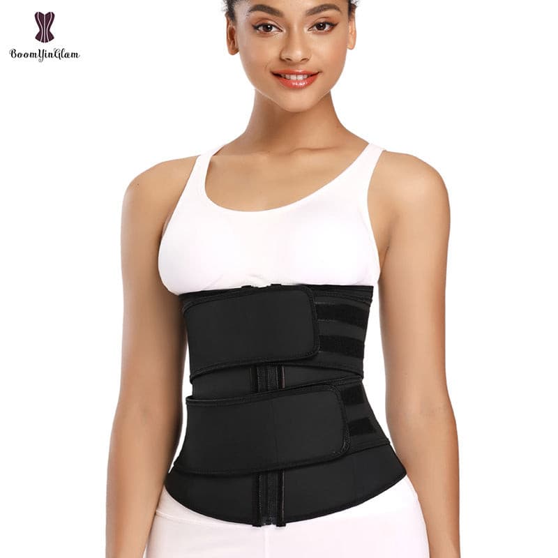 Zipper Front Waist Trainer Private Label Double Belt 2 Straps Breathable Women Girdle Latex Waist Cincher Trainer 2 Nique's Creation