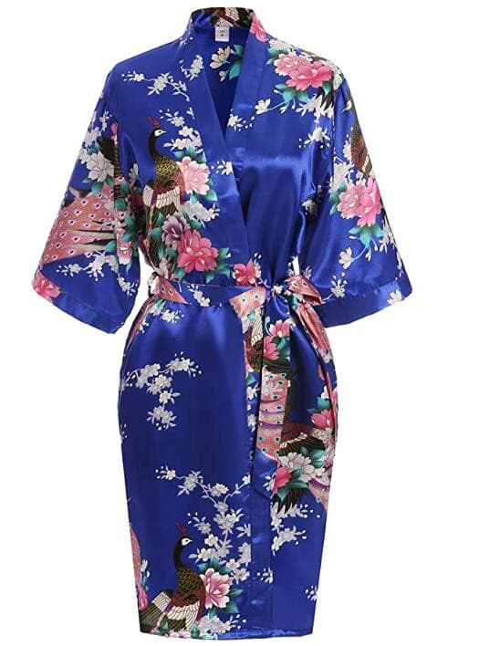 Wedding Bride or  Bridesmaid Robe Floral Bathrobe Short Kimono 2 Nique's Creation