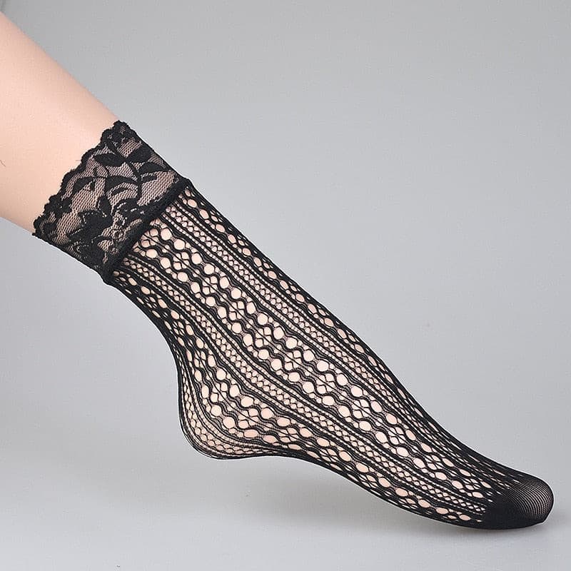 Leopard Flower Pattern Fishnet Socks For Women 2 Nique's Creation