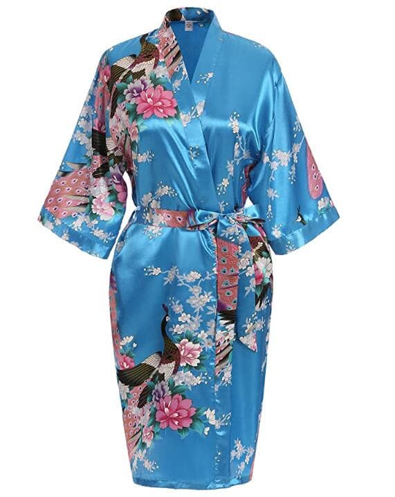 Wedding Bride or  Bridesmaid Robe Floral Bathrobe Short Kimono 2 Nique's Creation