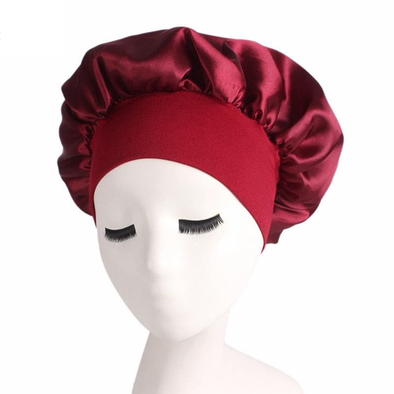 Newly Fashion Women Satin Night Sleep Cap Hair Bonnet Hat Silk Head Cover Wide Elastic Band Hair Care For Women Men Unisex 1pcs 2 Nique's Creation