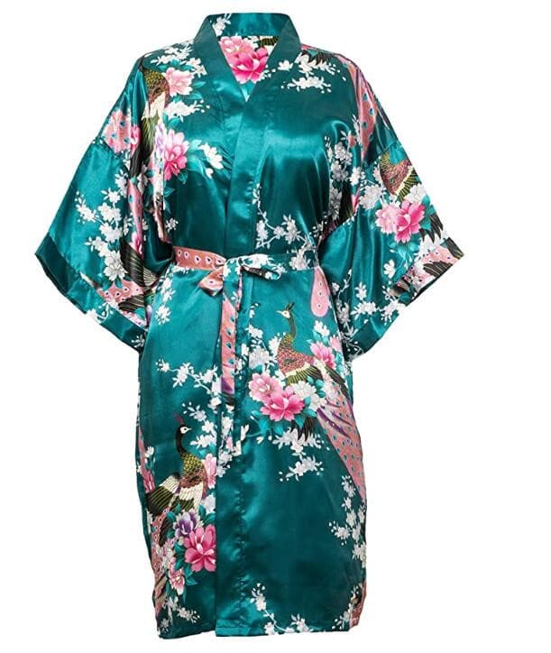 Wedding Bride or  Bridesmaid Robe Floral Bathrobe Short Kimono 2 Nique's Creation