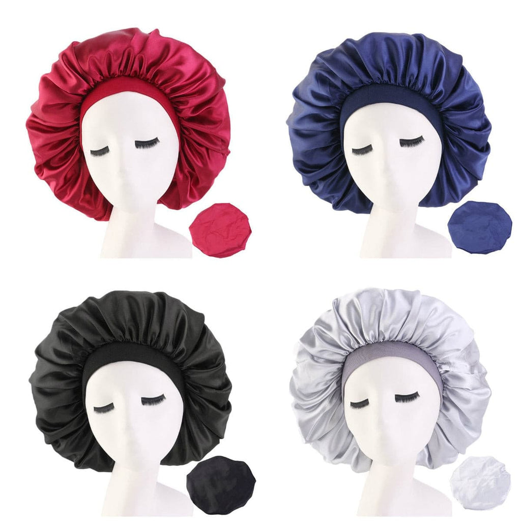 Newly Fashion Women Satin Night Sleep Cap Hair Bonnet Hat Silk Head Cover Wide Elastic Band Hair Care For Women Men Unisex 1pcs 2 Nique's Creation