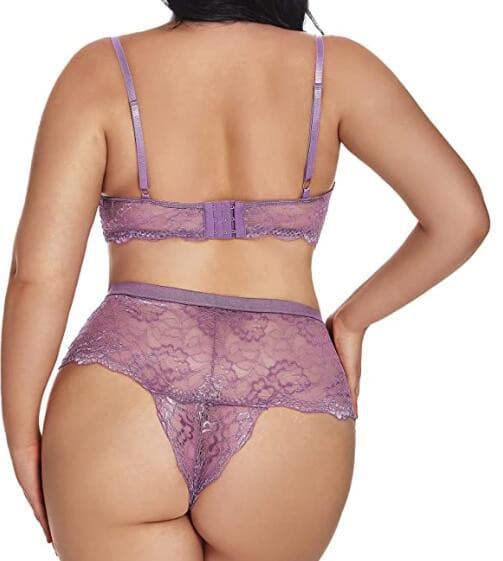 Plus Size Lingerie Set For Women See Through High Waist Lace Bra Set And Panties 2 Nique's Creation