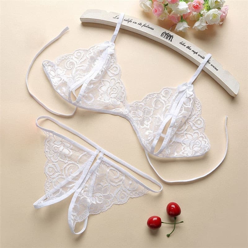 Lingerie Women Push Up With Lace Straps Transparent Bra Panties Embroidered See Through 2 Nique's Creation