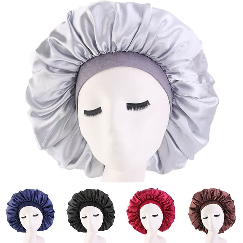 Newly Fashion Women Satin Night Sleep Cap Hair Bonnet Hat Silk Head Cover Wide Elastic Band Hair Care For Women Men Unisex 1pcs 2 Nique's Creation