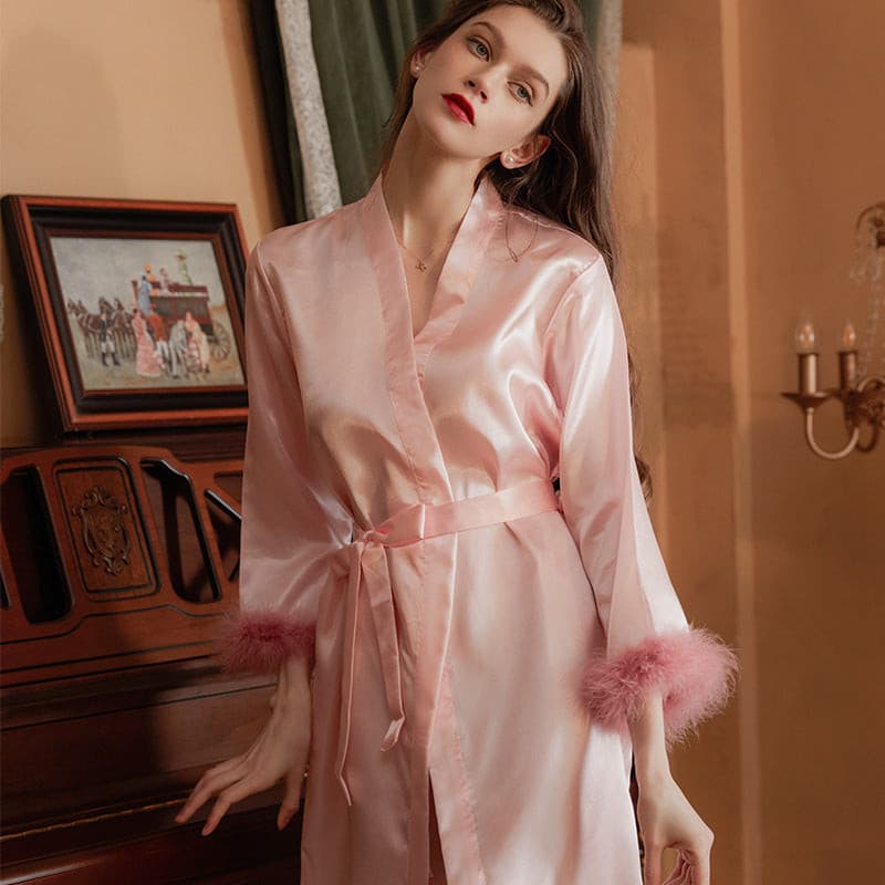 Bridal dressing gown ladies wedding, bridesmaid kimono feather bridal robe 2 Nique's Creation