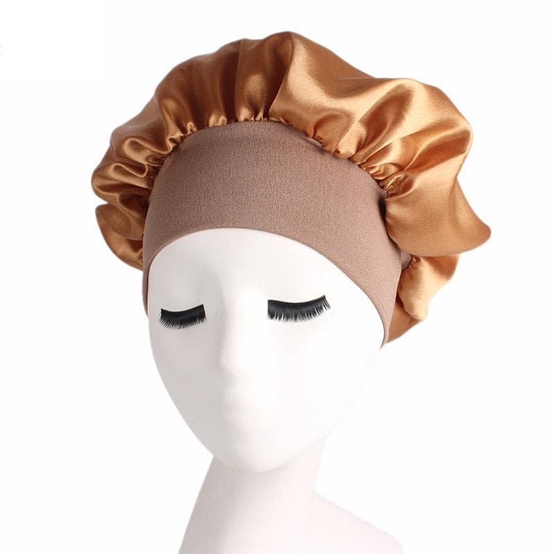 Newly Fashion Women Satin Night Sleep Cap Hair Bonnet Hat Silk Head Cover Wide Elastic Band Hair Care For Women Men Unisex 1pcs 2 Nique's Creation