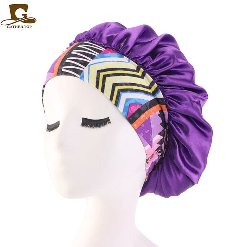 new fashion Luxury Wide Band Satin Bonnet Cap comfortable night sleep hat hair loss cap women hat cap turbante 2 Nique's Creation