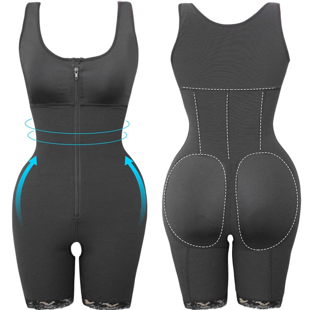 Plus Size Women Zipper Full Body Shapewear Underbust Slimming Mid thigh Tummy Control Postpartum Body Shaper Girdle Powernet 6XL 2 Nique's Creation