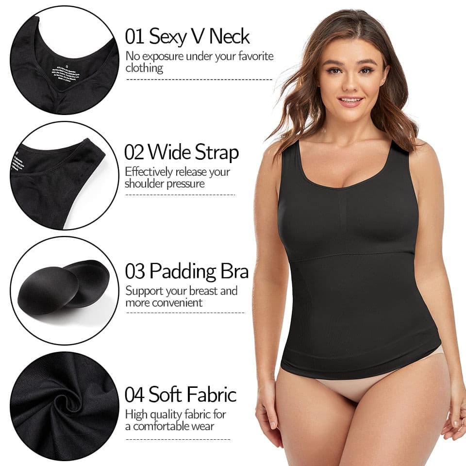 Shapewear for Plus Size Women Tummy Control Shapewear Built-in Bra Shaping Tank Tops 2 Nique's Creation