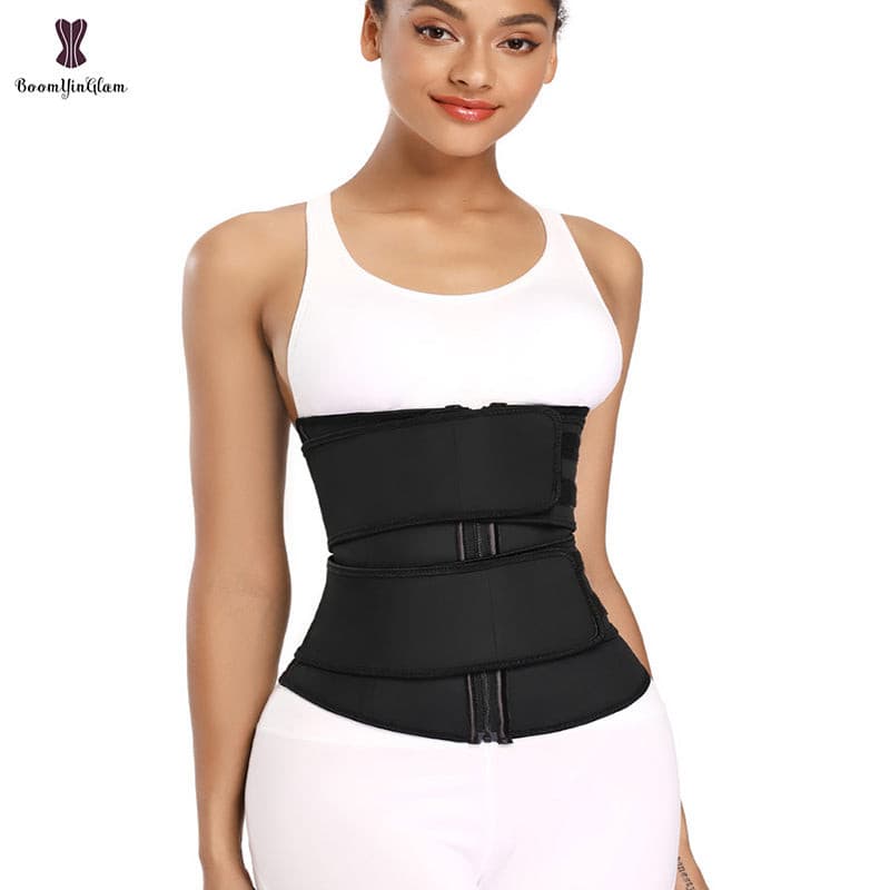 Zipper Front Waist Trainer Private Label Double Belt 2 Straps Breathable Women Girdle Latex Waist Cincher Trainer 2 Nique's Creation