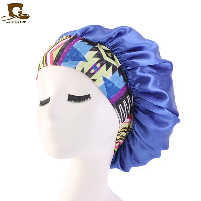 new fashion Luxury Wide Band Satin Bonnet Cap comfortable night sleep hat hair loss cap women hat cap turbante 2 Nique's Creation