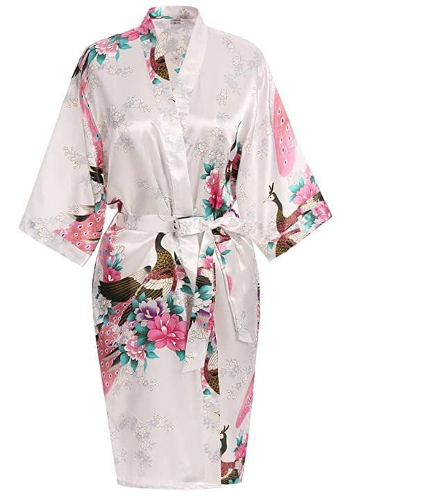 Wedding Bride or  Bridesmaid Robe Floral Bathrobe Short Kimono 2 Nique's Creation