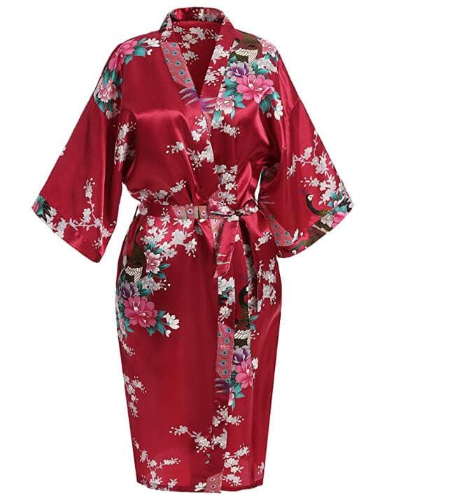 Wedding Bride or  Bridesmaid Robe Floral Bathrobe Short Kimono 2 Nique's Creation