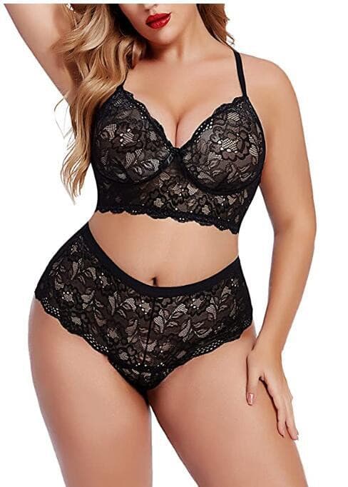 Plus Size Lingerie Set For Women See Through High Waist Lace Bra Set And Panties 2 Nique's Creation