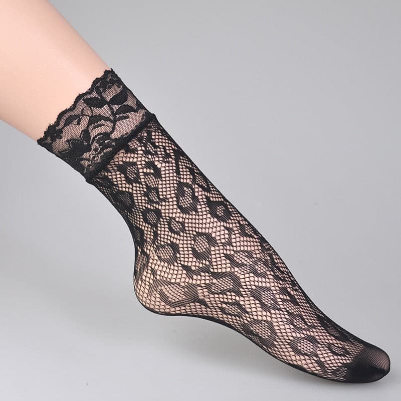 Leopard Flower Pattern Fishnet Socks For Women 2 Nique's Creation