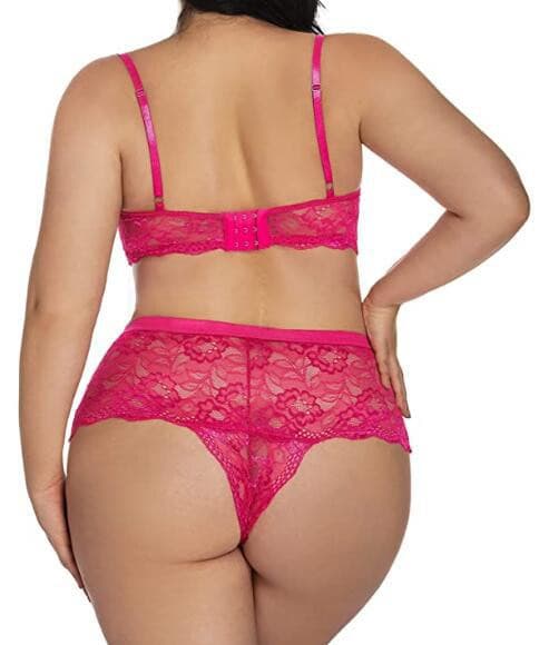 Plus Size Lingerie Set For Women See Through High Waist Lace Bra Set And Panties 2 Nique's Creation