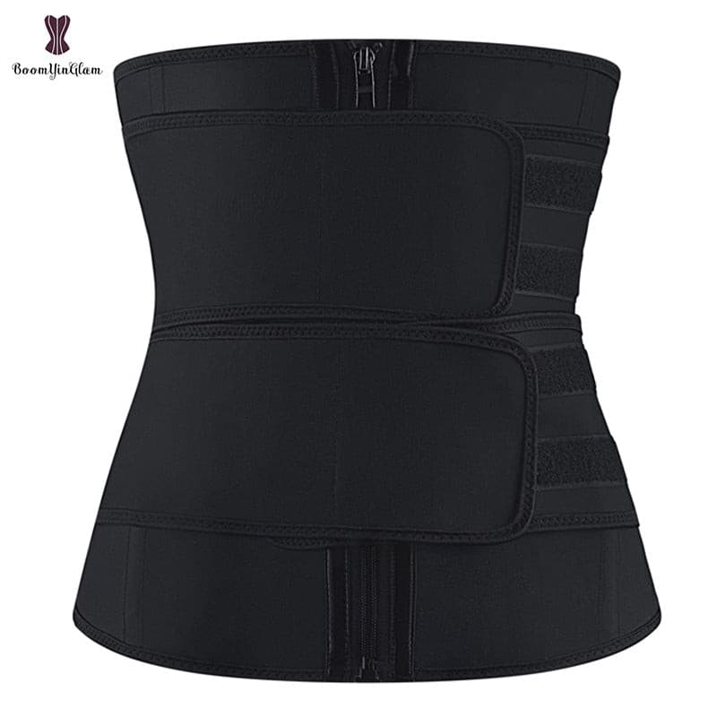 Zipper Front Waist Trainer Private Label Double Belt 2 Straps Breathable Women Girdle Latex Waist Cincher Trainer 2 Nique's Creation