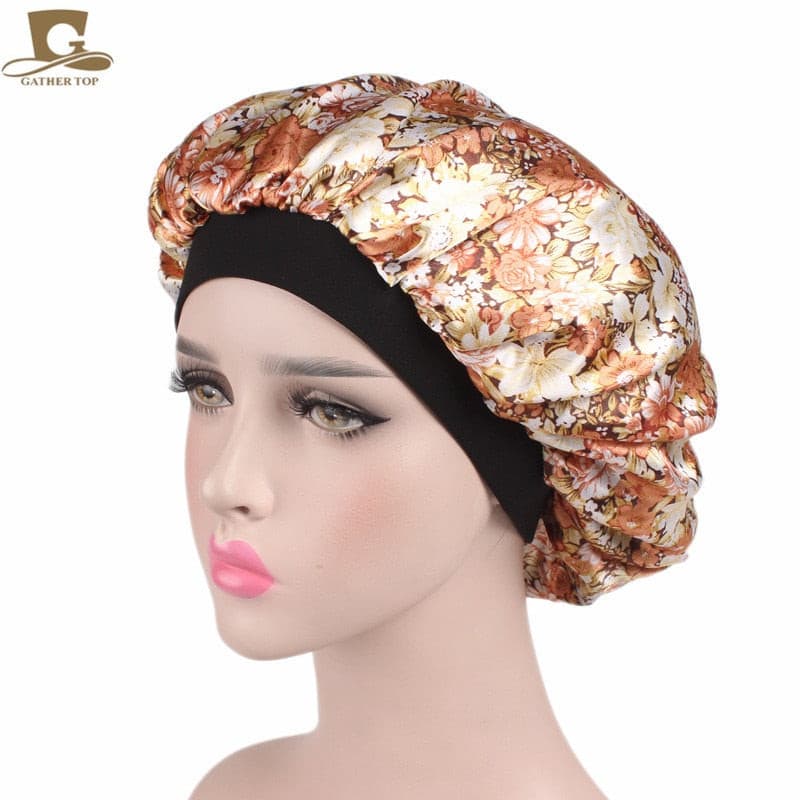 new fashion Luxury Wide Band Satin Bonnet Cap comfortable night sleep hat hair loss cap women hat cap turbante 2 Nique's Creation