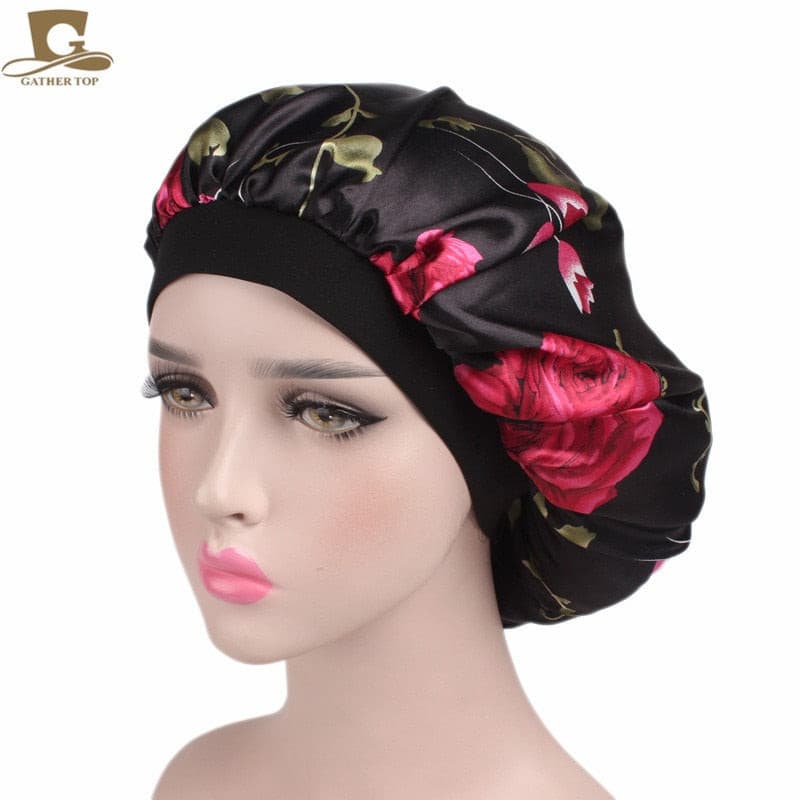 new fashion Luxury Wide Band Satin Bonnet Cap comfortable night sleep hat hair loss cap women hat cap turbante 2 Nique's Creation