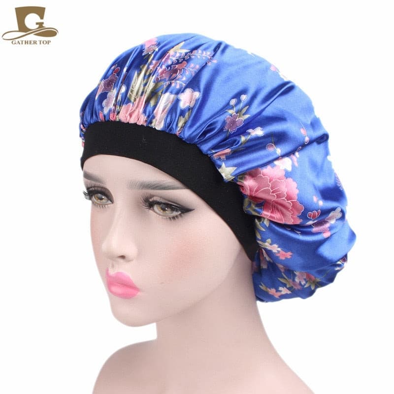 new fashion Luxury Wide Band Satin Bonnet Cap comfortable night sleep hat hair loss cap women hat cap turbante 2 Nique's Creation