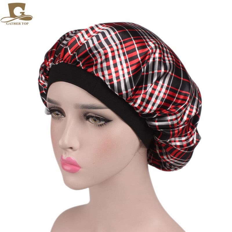 new fashion Luxury Wide Band Satin Bonnet Cap comfortable night sleep hat hair loss cap women hat cap turbante 2 Nique's Creation