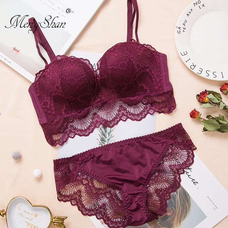 Underwear Suit push up bra Ring-free lace edge ma lingerie femme 75C 80C 85C 2 Nique's Creation