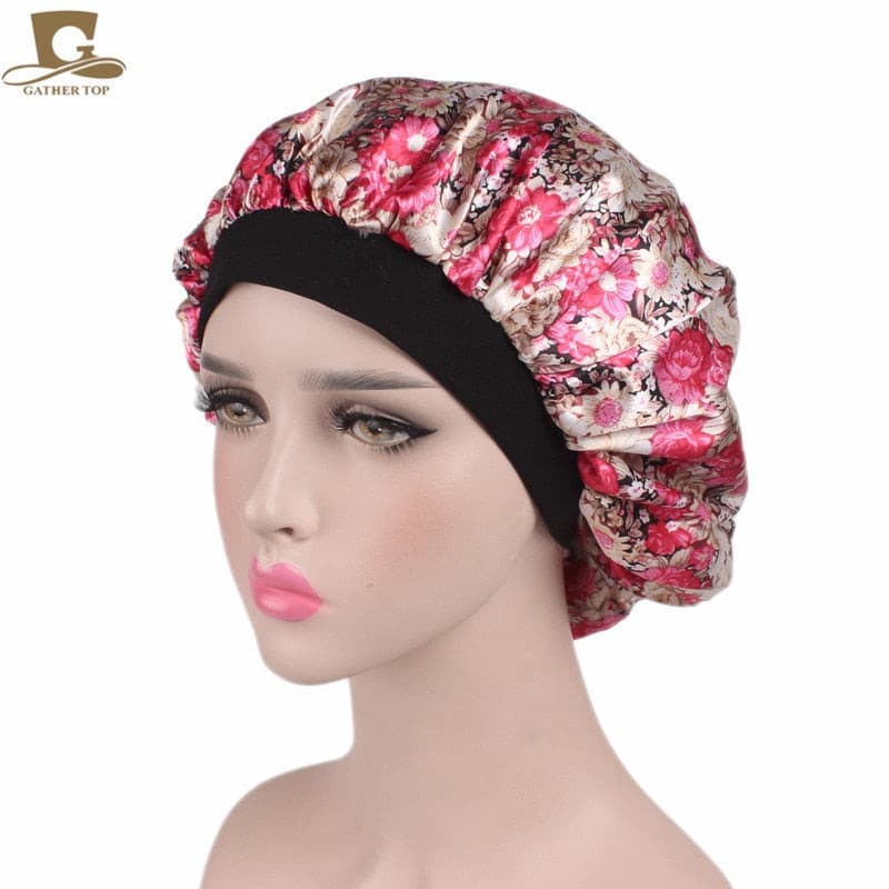 new fashion Luxury Wide Band Satin Bonnet Cap comfortable night sleep hat hair loss cap women hat cap turbante 2 Nique's Creation