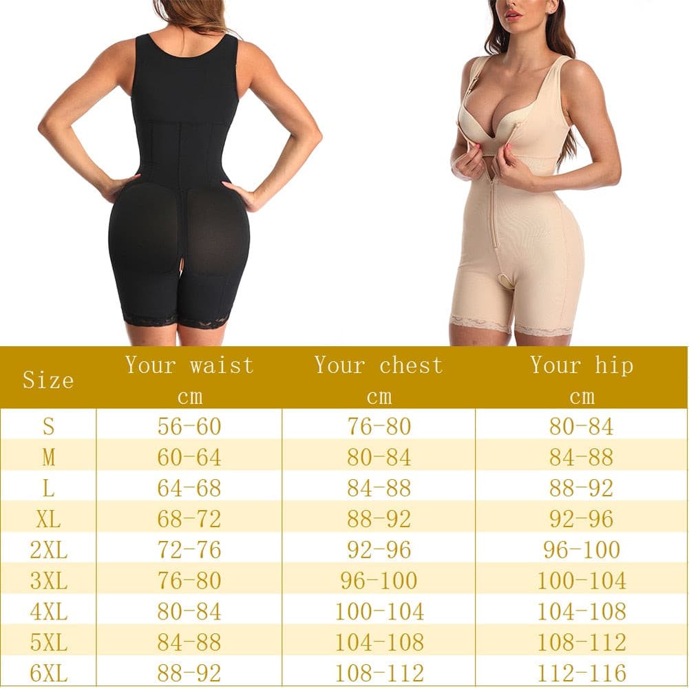 Plus Size Women Zipper Full Body Shapewear Underbust Slimming Mid thigh Tummy Control Postpartum Body Shaper Girdle Powernet 6XL 2 Nique's Creation