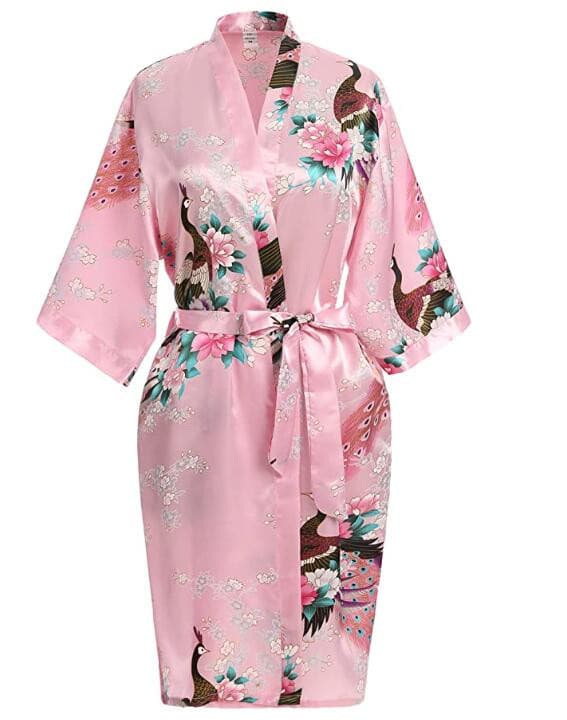 Wedding Bride or  Bridesmaid Robe Floral Bathrobe Short Kimono 2 Nique's Creation