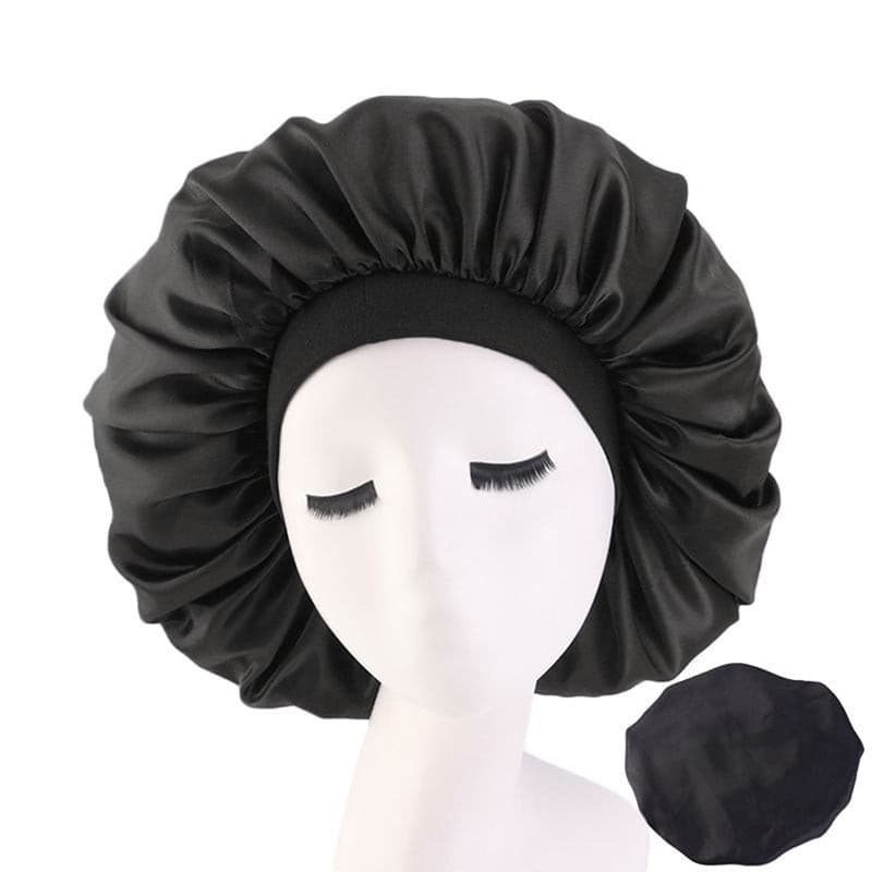 Newly Fashion Women Satin Night Sleep Cap Hair Bonnet Hat Silk Head Cover Wide Elastic Band Hair Care For Women Men Unisex 1pcs 2 Nique's Creation