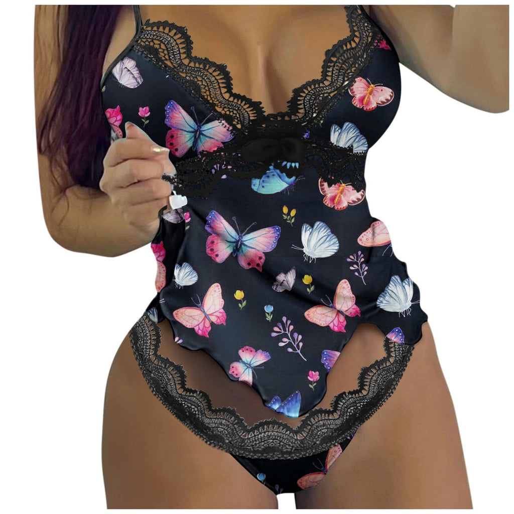 Butterfly Sky Printed Bodysuit T-back Sets for Women 2 Nique's Creation