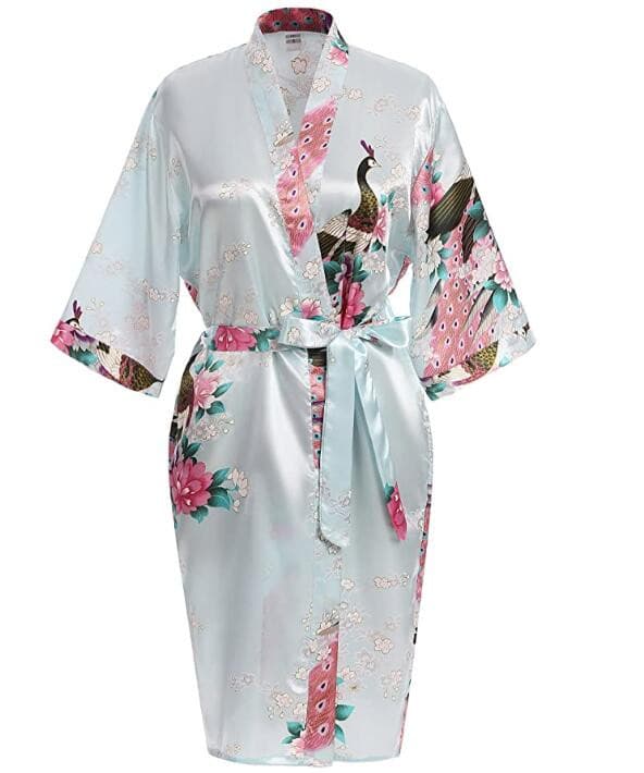 Wedding Bride or  Bridesmaid Robe Floral Bathrobe Short Kimono 2 Nique's Creation