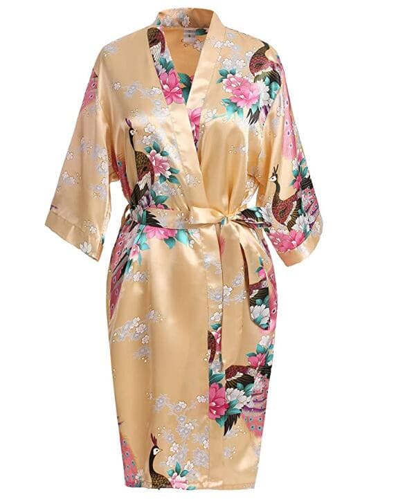 Wedding Bride or  Bridesmaid Robe Floral Bathrobe Short Kimono 2 Nique's Creation