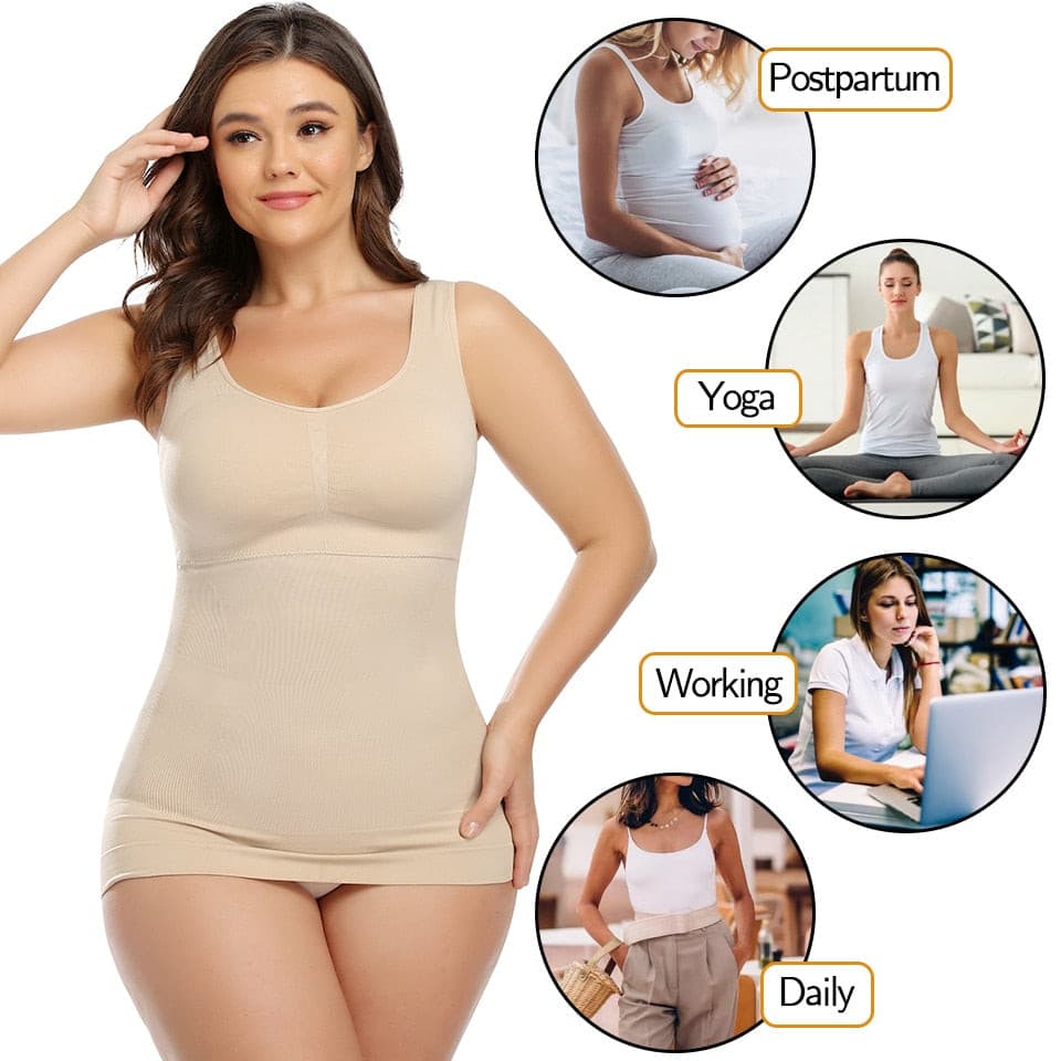 Shapewear for Plus Size Women Tummy Control Shapewear Built-in Bra Shaping Tank Tops 2 Nique's Creation