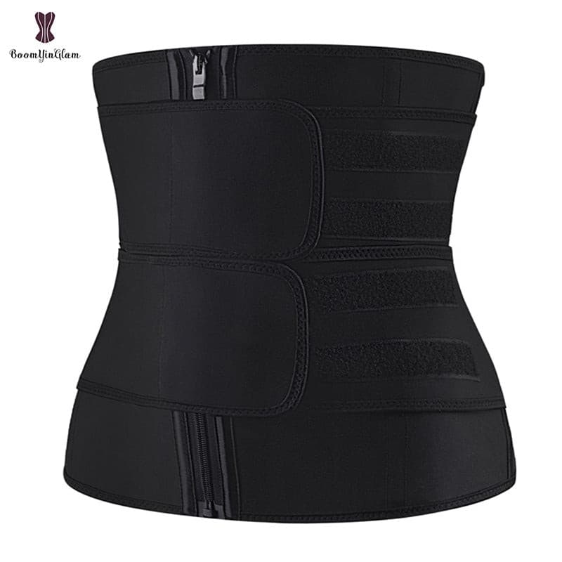 Zipper Front Waist Trainer Private Label Double Belt 2 Straps Breathable Women Girdle Latex Waist Cincher Trainer 2 Nique's Creation