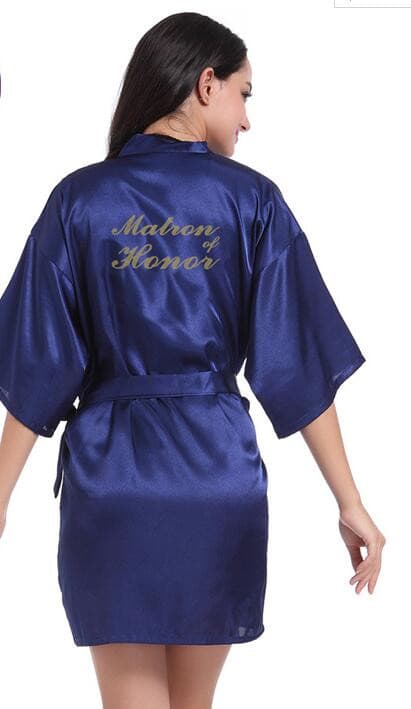 navy blue robe gold writing kimono bridal party robe bridesmaid sister mother of the groom bride robes wedding best gift 2 Nique's Creation