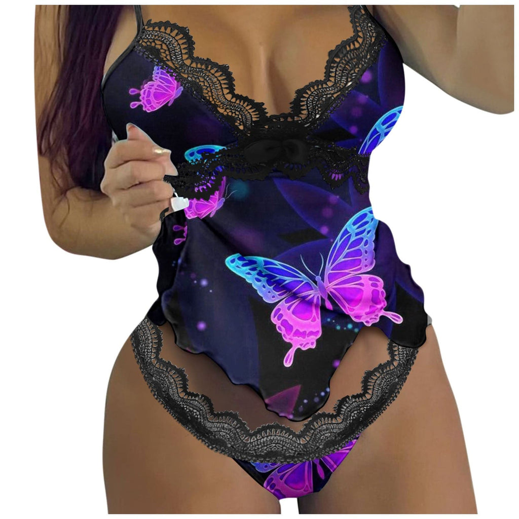 Butterfly Sky Printed Bodysuit T-back Sets for Women 2 Nique's Creation