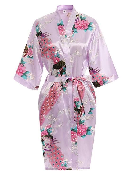 Wedding Bride or  Bridesmaid Robe Floral Bathrobe Short Kimono 2 Nique's Creation