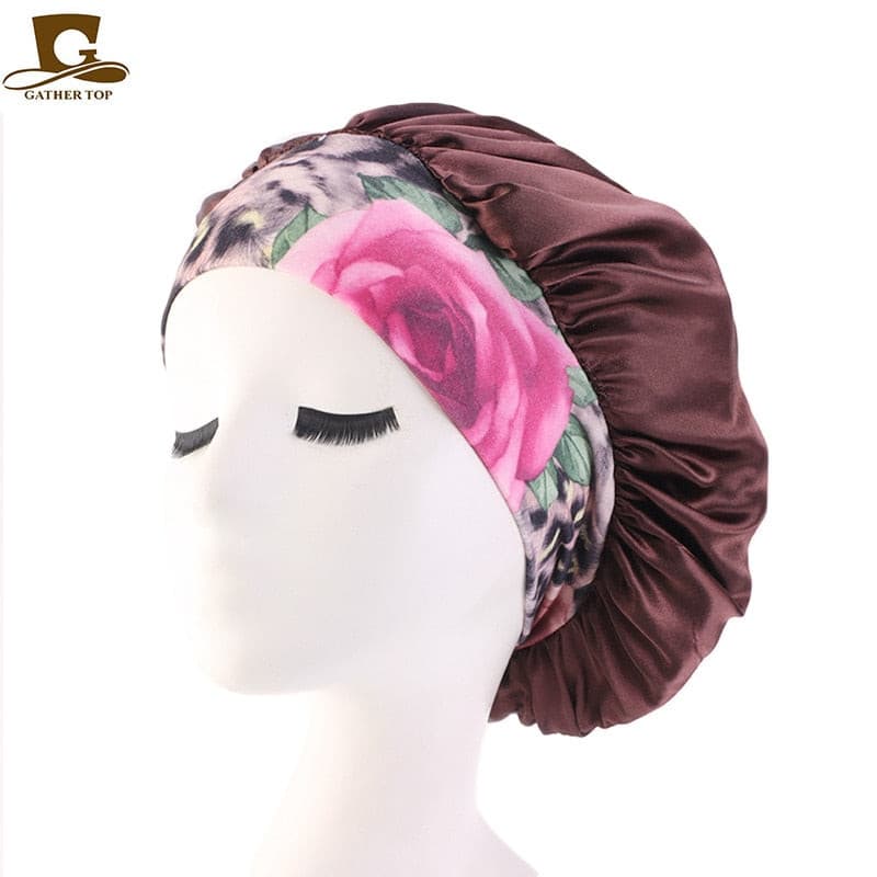 new fashion Luxury Wide Band Satin Bonnet Cap comfortable night sleep hat hair loss cap women hat cap turbante 2 Nique's Creation