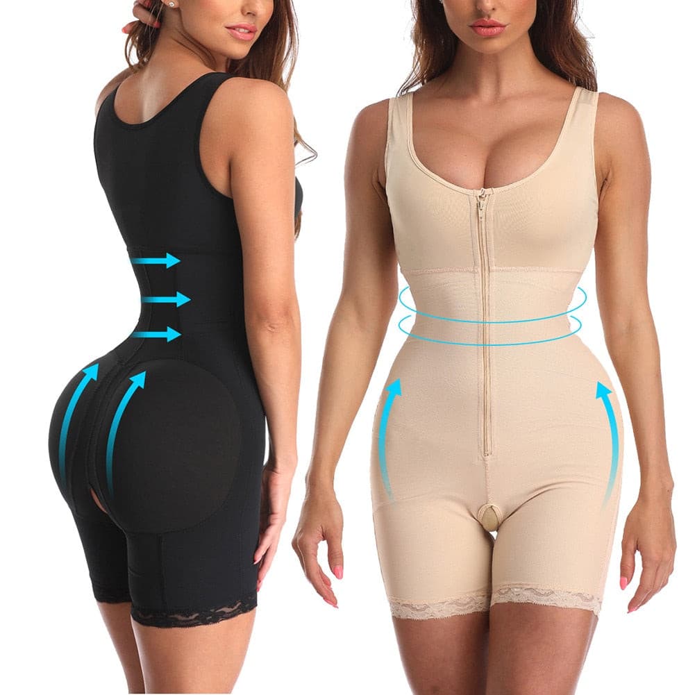 Plus Size Women Zipper Full Body Shapewear Underbust Slimming Mid thigh Tummy Control Postpartum Body Shaper Girdle Powernet 6XL 2 Nique's Creation