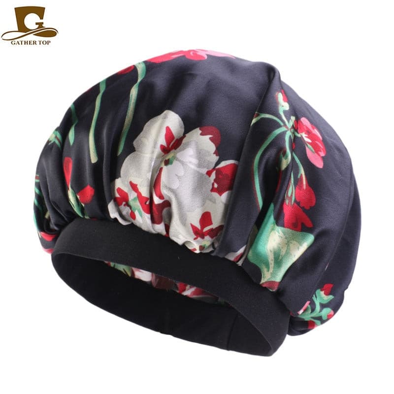 new fashion Luxury Wide Band Satin Bonnet Cap comfortable night sleep hat hair loss cap women hat cap turbante 2 Nique's Creation