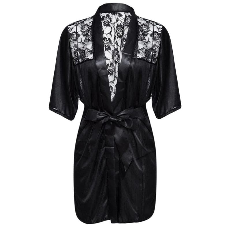 Women Lingerie Plus Size Lace Kimono Intimate Sleepwear Robe 2 Nique's Creation